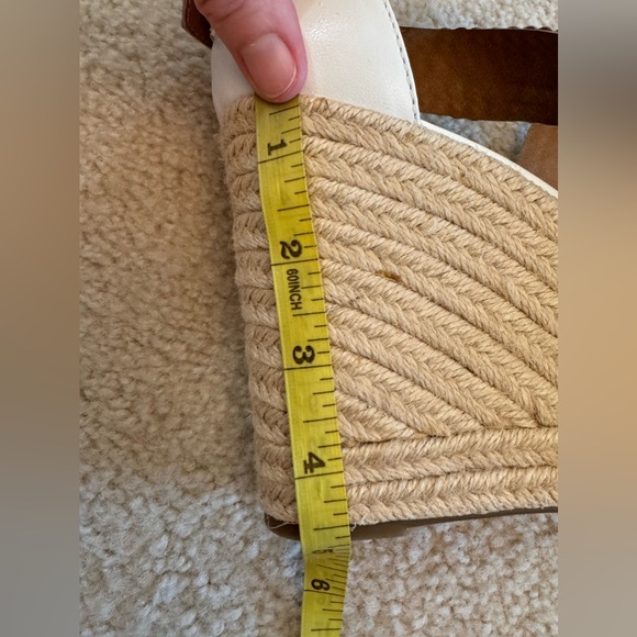 Aerosoles ‘Kathy’ Platform Wedge LEATHER Woven White Strap Wicker Heel Size 9 - Picture 12 of 14